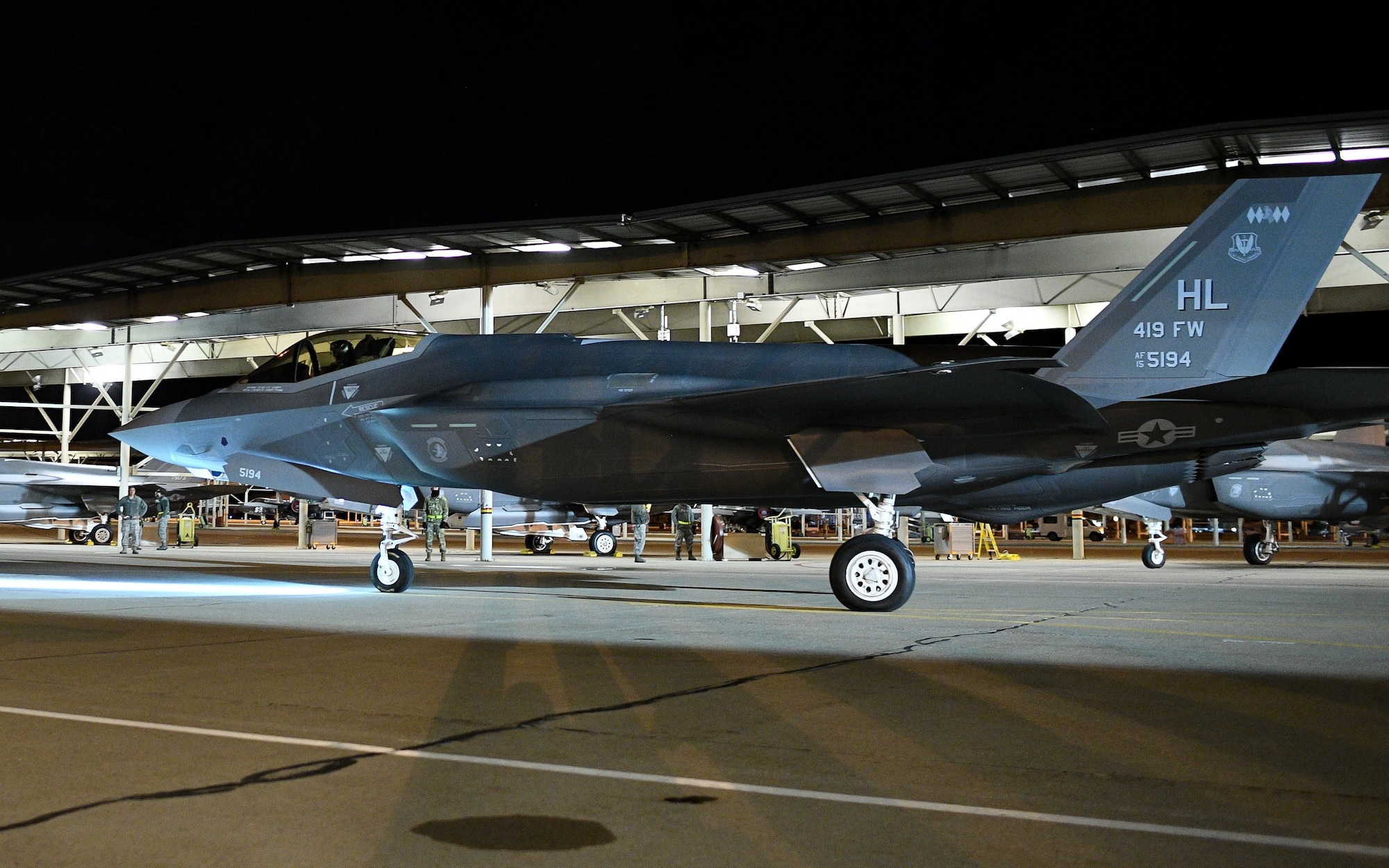 The support provided by Office of Special Investigations Office of Special Projects Detachment 9 ensured 500 F-35 aircraft, like this F-35A deployed to Hill Air Force Base, Utah, were delivered to the Air Force, Marine Corps, Navy and our allies. (U.S. Air Force photo by Ronald N. Bradshaw, 75 ABW/PA)