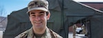 With a combat medic background, Spc. Jacob Barrington of the New Hampshire National Guard is supporting COVID-19 swab testing at a field-testing site in Plymouth, New Hampshire.