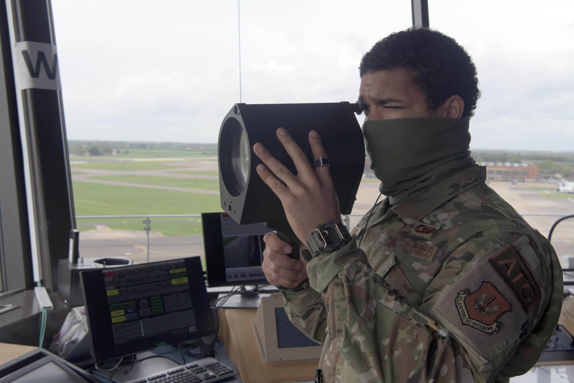 air traffic controller performing his duties