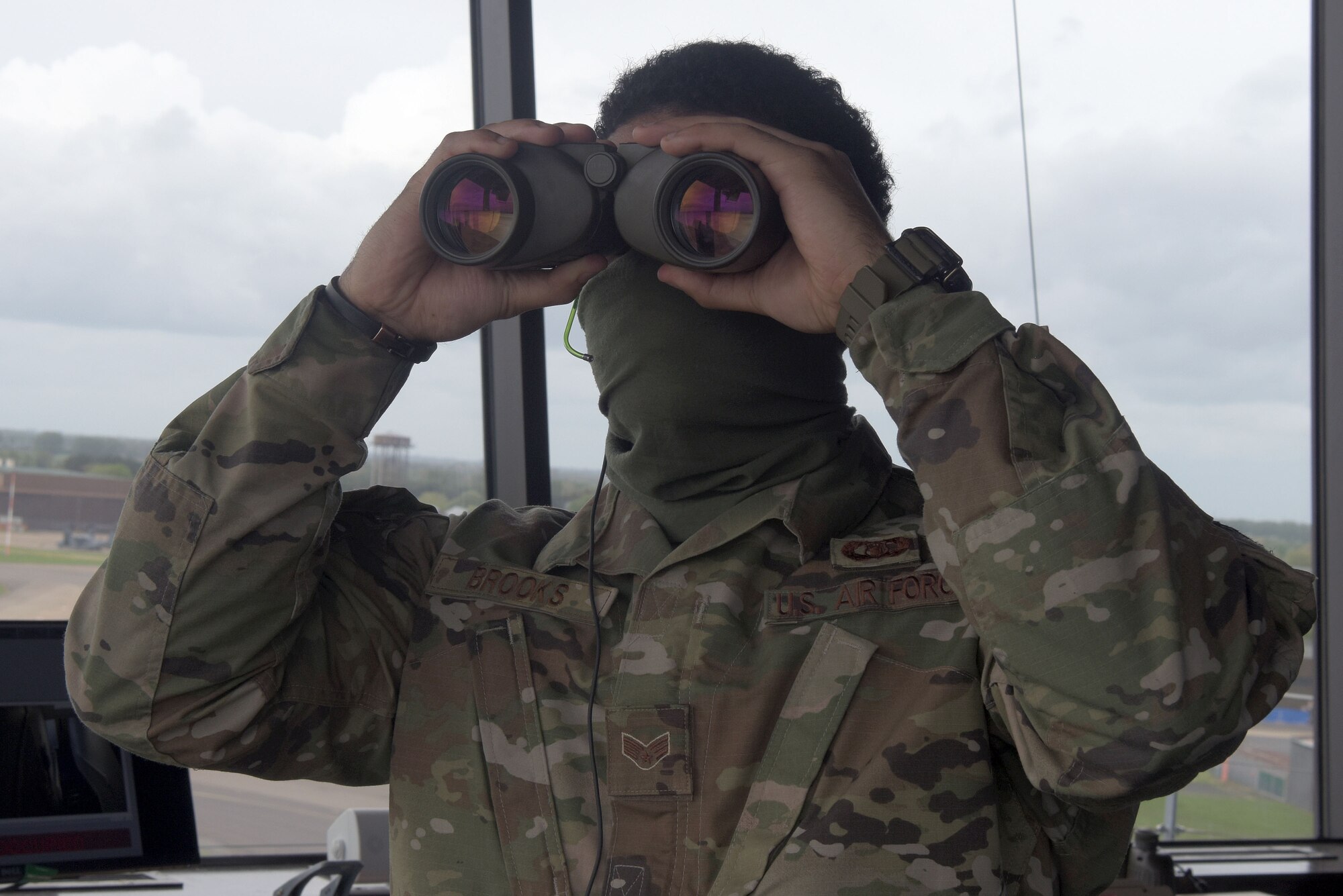 air traffic controller performing his duties