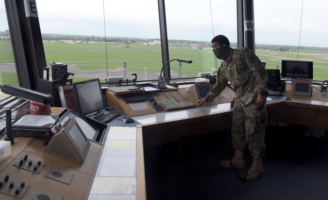 air traffic controller performing his duties