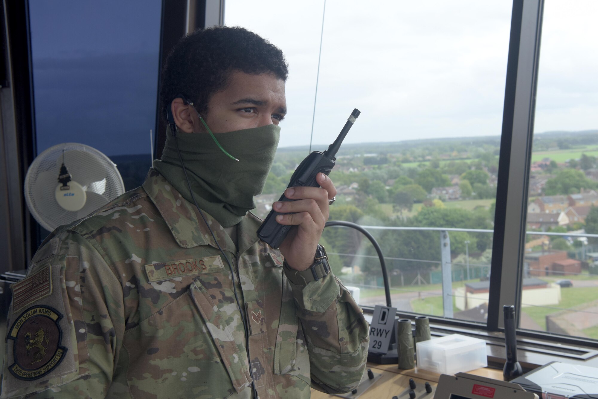 air traffic controller performing his duties