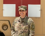 U.S. Army Capt. Eve Tanas, an Army nurse supporting Operation Spartan Shield in the Central Command area of responsibility, April 28, 2020. Tanas, assigned to the 230th Brigade Support Battalion, 30th Armored Brigade Combat Team, North Carolina National Guard, is recognized as a Soldier spotlight during National Nurses Week May 6-12, 2020.