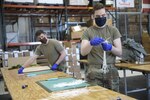 Indiana National Guard Soldiers with the 338th Quartermaster Company make face masks in Columbus, Indiana, May 1, 2020. This unique mission is part of the Indiana National Guard’s ongoing COVID-19 response.