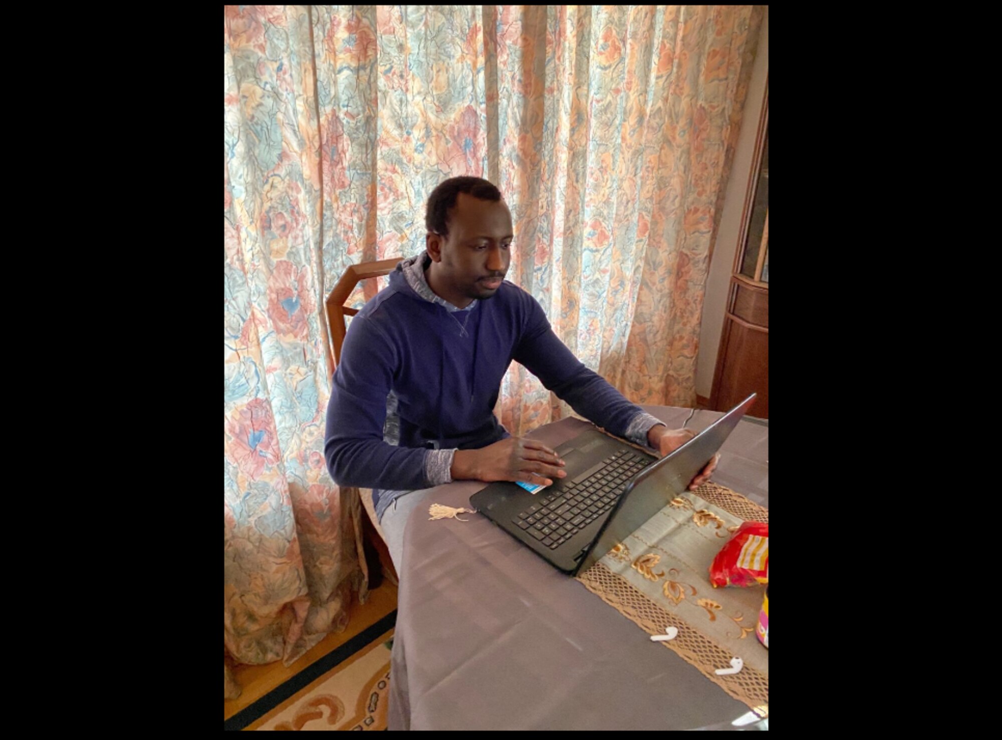 SSgt Lamin Sawo can log into his Wolof eMentor course from the comfort of his home on base at Ramstein Air Base in Germany. Photo compliments of SSgt Sawo.