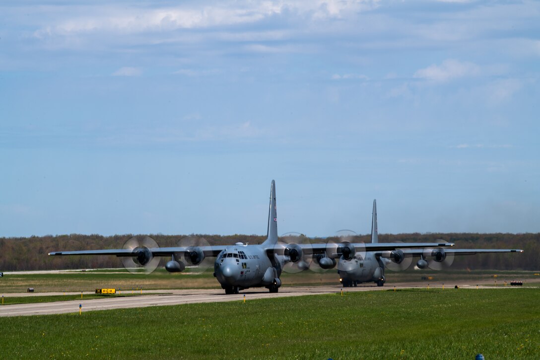 Aircrews from the 757th Airlift Squadron here flew the pair of aircraft over hospitals in Pennsylvania and Ohio to salute medical workers and first responders on the front lines of the COVID-19 pandemic.