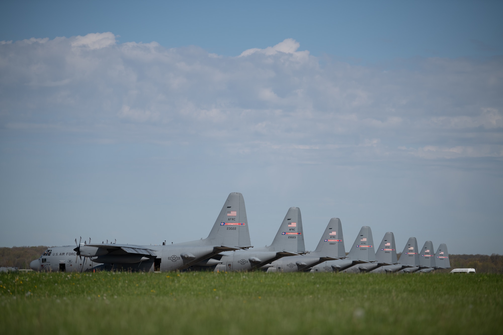 Aircrews from the 757th Airlift Squadron here flew the pair of aircraft over hospitals in Pennsylvania and Ohio to salute medical workers and first responders on the front lines of the COVID-19 pandemic.