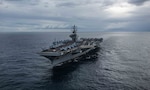 The U.S. Navy’s forward-deployed aircraft carrier USS Ronald Reagan (CVN 76) cruises during Talisman Sabre 2019.