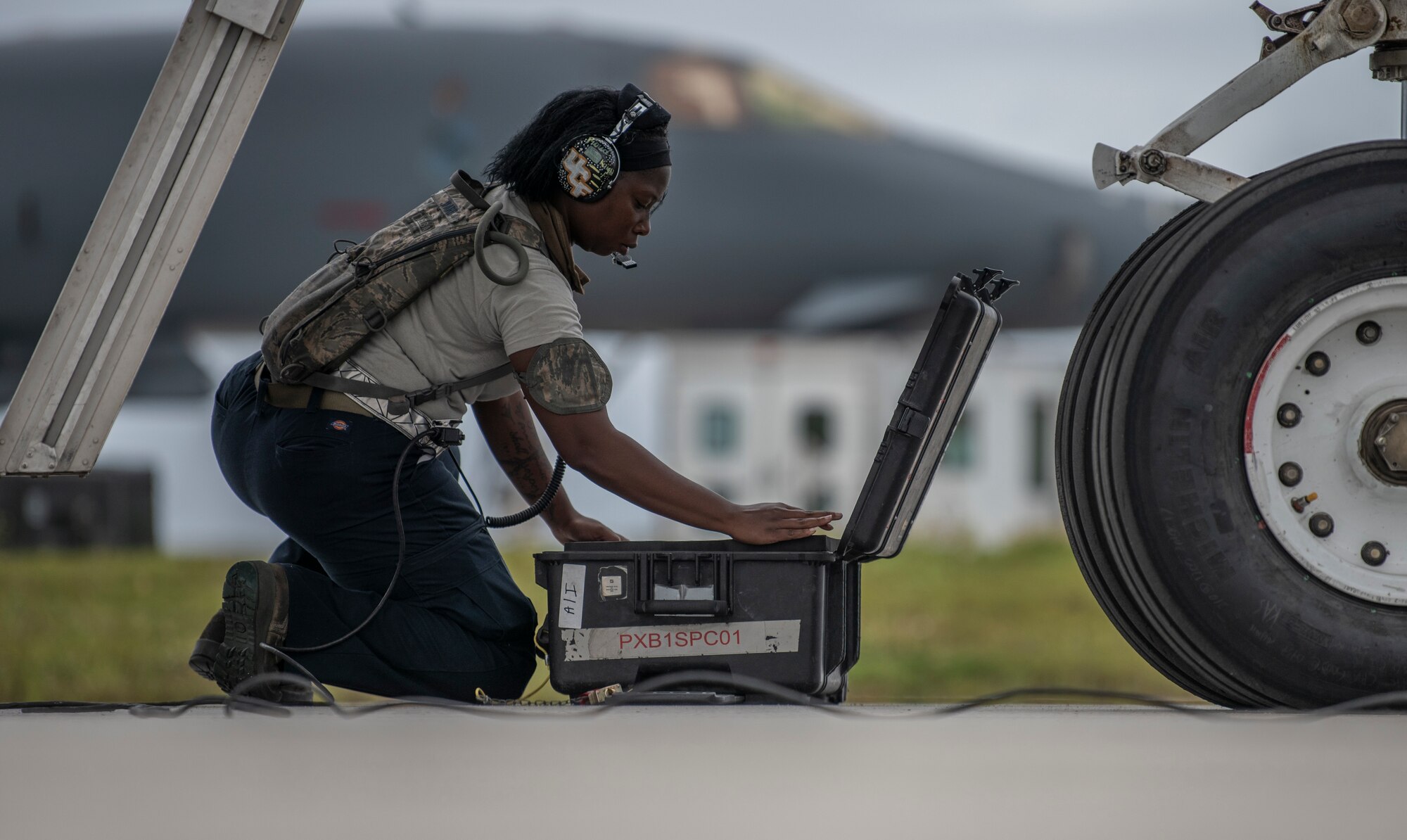 Senior Airman Raisa Ward, 9th Expeditionary Bomb Squadron Aircraft Maintenance Unit avionics technician, organizes a tool box at Andersen Air Force Base, Guam, May 5, 2020, after performing maintenance on a B-1B Lancer. The 9th EBS, and other units assigned to the 7th Bomb Wing of Dyess Air Force Base, Texas, are deployed to Guam as part of a Bomber Task Force to support Pacific Air Forces’ training efforts with allies, partners and joint forces; and strategic deterrence missions to reinforce the rules-based order in the Indo-Pacific Region. (U.S. Air Force photo by Senior Airman River Bruce)