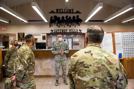 Air Force Chief of Staff Gen. David L. Goldfein tours Gateway Villas May 7, 2020, at Joint Base San Antonio-Lackland, Texas.