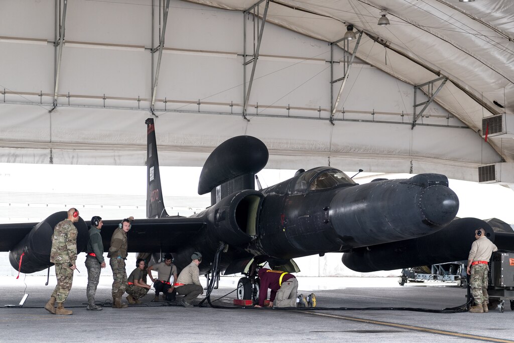 99th Expeditionary Reconnaissance Squadron maintainers prepare a U-2 Dragon Lady pilot for a mission in support of Operation Inherent Resolve from Al Dhafra Air Base, United Arab Emirates, Mar. 15, 2019. Commonly referred to as the most difficult aircraft to fly in the world, the U-2 Dragon Lady has been host to less than fifteen-hundred pilots since the first flight in 1955. (U.S. Air Force photo by Senior Airman Gracie I. Lee)