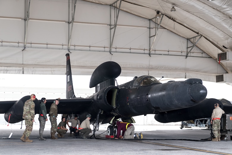99th Expeditionary Reconnaissance Squadron maintainers prepare a U-2 Dragon Lady pilot for a mission in support of Operation Inherent Resolve from Al Dhafra Air Base, United Arab Emirates, Mar. 15, 2019. Commonly referred to as the most difficult aircraft to fly in the world, the U-2 Dragon Lady has been host to less than fifteen-hundred pilots since the first flight in 1955. (U.S. Air Force photo by Senior Airman Gracie I. Lee)