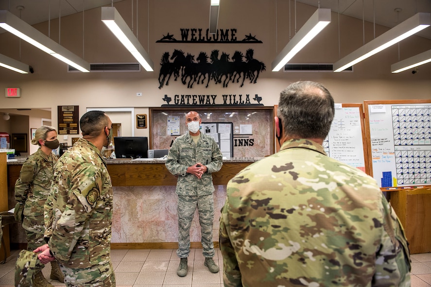 Air Force Chief of Staff Gen. David L. Goldfein tours Gateway Villas May 7, 2020, at Joint Base San Antonio-Lackland, Texas.