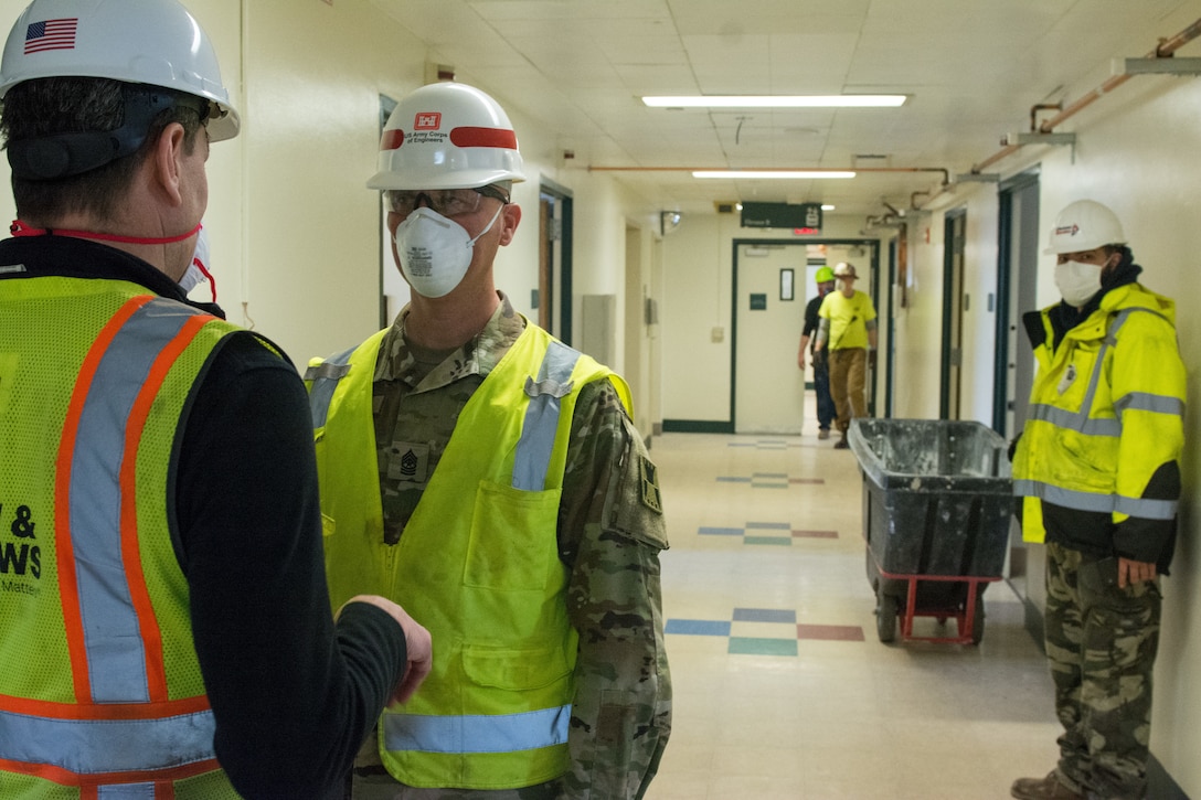 Closed hospital converted to alternate care facility within 3 weeks by Army Corps of Engineers, reserve engineers and contractors