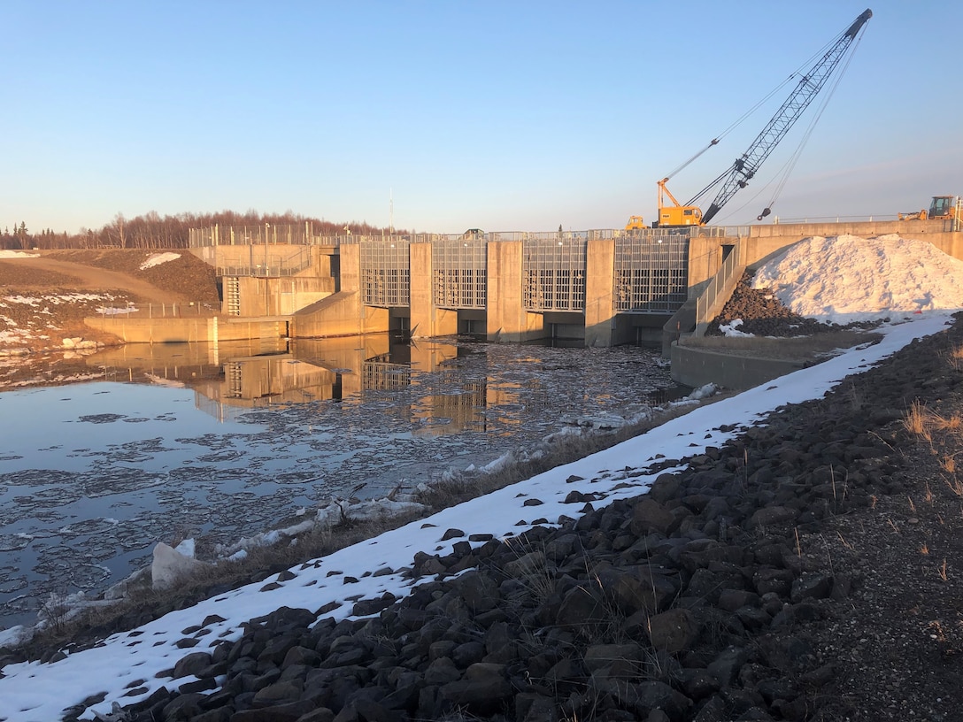 The Moose Creek Dam regulates stream flow on the Chena River to prevent flooding due to ice jams on April 27 near North Pole.