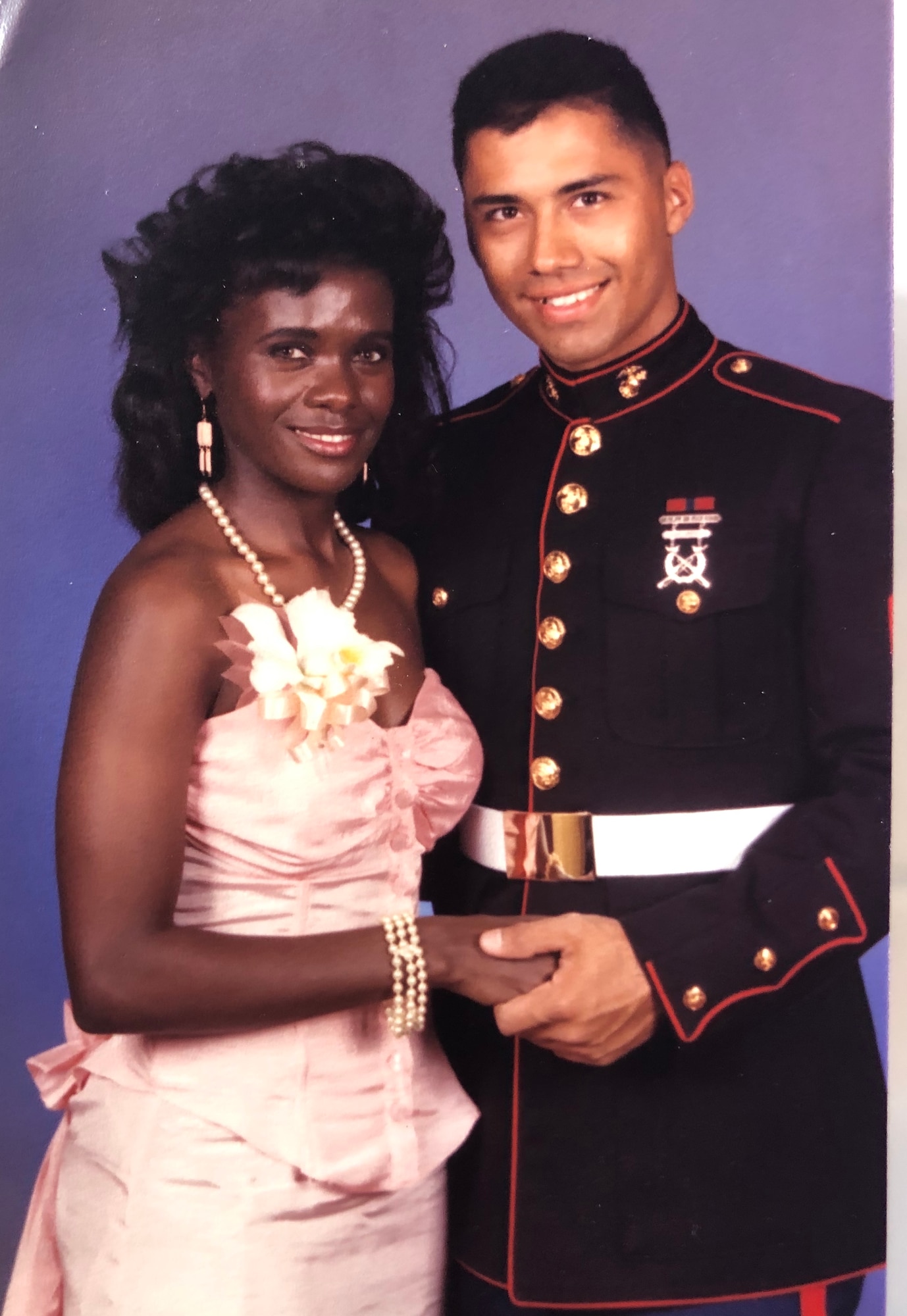 Alison Bruce-Maldonado and Emelio Maldonado attend the United States Marine Corps Birthday Ball at Kaneohe Bay, Hawaii, Nov. 10, 1989. The couple, who have been married since 1990, met in the U.S. Marine Corps and now serve in the Hawaii Air National Guard. Their 30 years of marriage and military service taught them several life lessons they hope to pass on to their fellow Airmen.