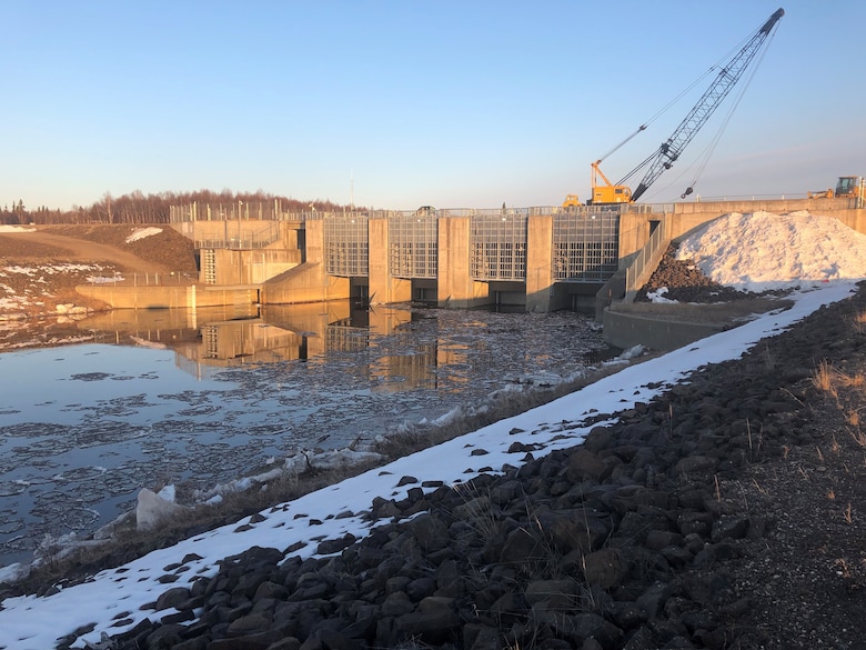 The Moose Creek Dam regulates stream flow on the Chena River to prevent flooding due to ice jams on April 27 near North Pole.