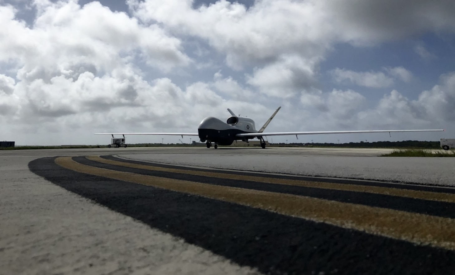 A MQ-4C Triton taxis at Andersen Air Force Base