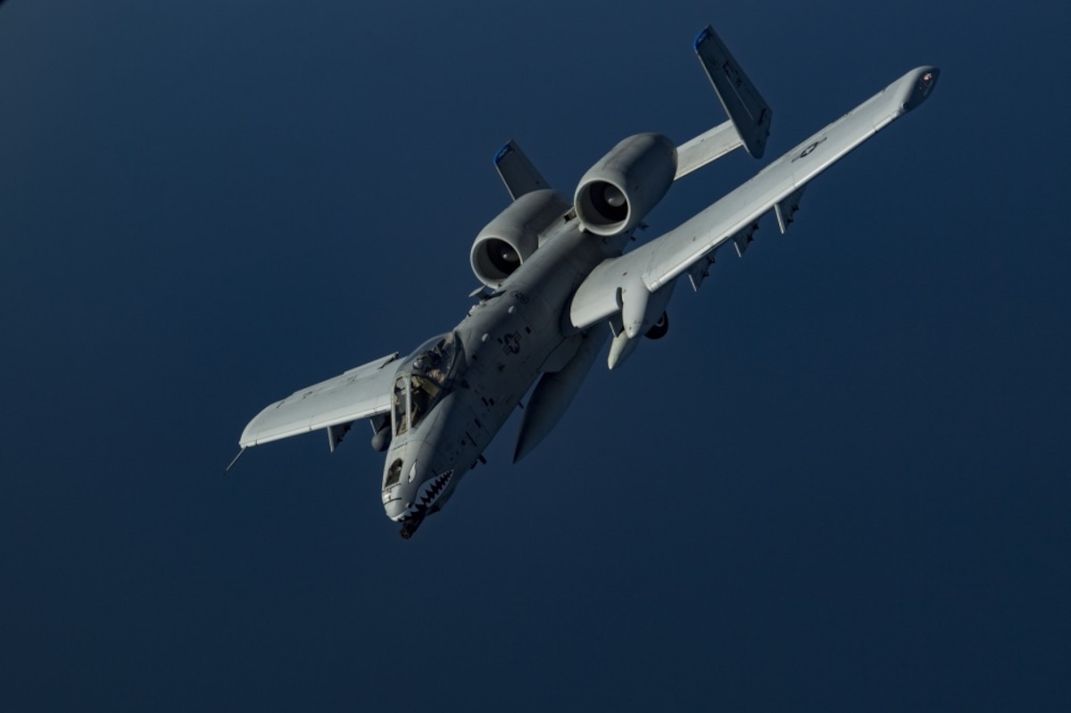 A U.S. Air Force A-10 Thunderbolt II flies above the U.S. Central Command area of responsibility, Jan. 17, 2020. The Thunderbolt II is a highly accurate, global reach airframe that provides U.S. and coalition forces a maneuverable close air support and precision strike platform. (U.S. Air Force photo by Staff. Sgt. Daniel Snider)