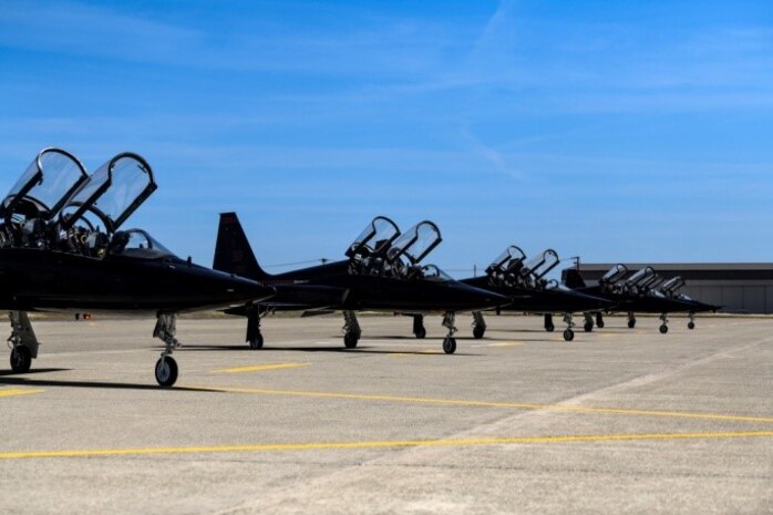 Pilots take to the sky in T-38 Talons in part of Beale's contribution to the Air Force Salutes campaign as a sign of support to first responders and medical workers who risk their lives every day during the COVID-19 pandemic.