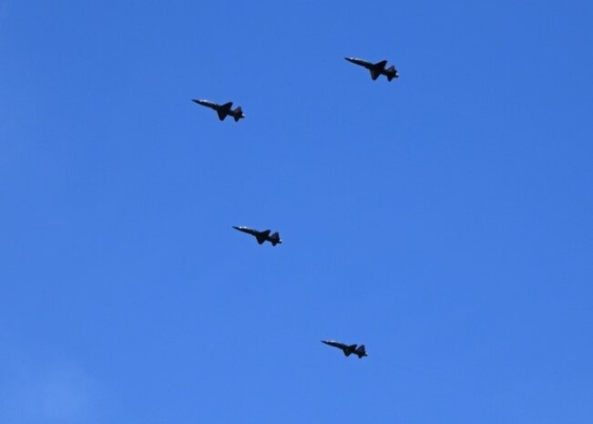 Pilots take to the sky in T-38 Talons in part of Beale's contribution to the Air Force Salutes campaign as a sign of support to first responders and medical workers who risk their lives every day during the COVID-19 pandemic.