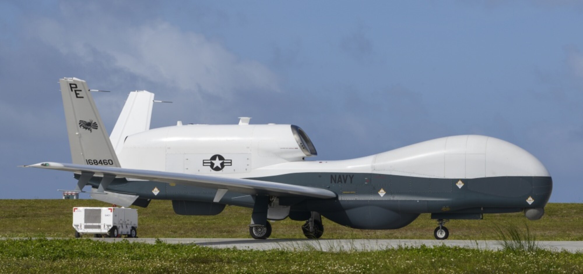 A MQ-4C Triton taxis at Andersen Air Force Base.