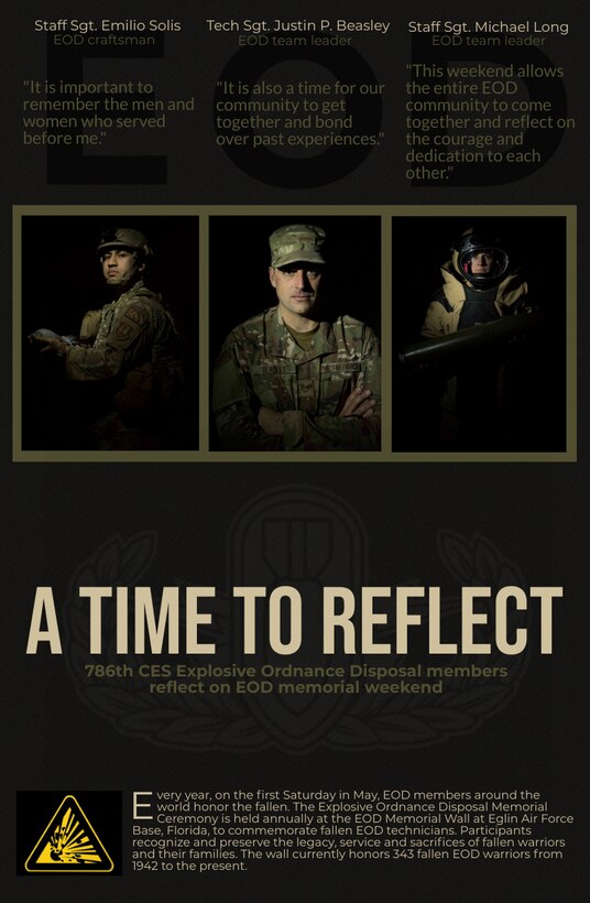 Every year, on the first Saturday in May, U.S. Explosive Ordnance Disposal service members around the world honor the fallen. A memorial ceremony is held to commemorate EOD technicians lost in the line of duty.