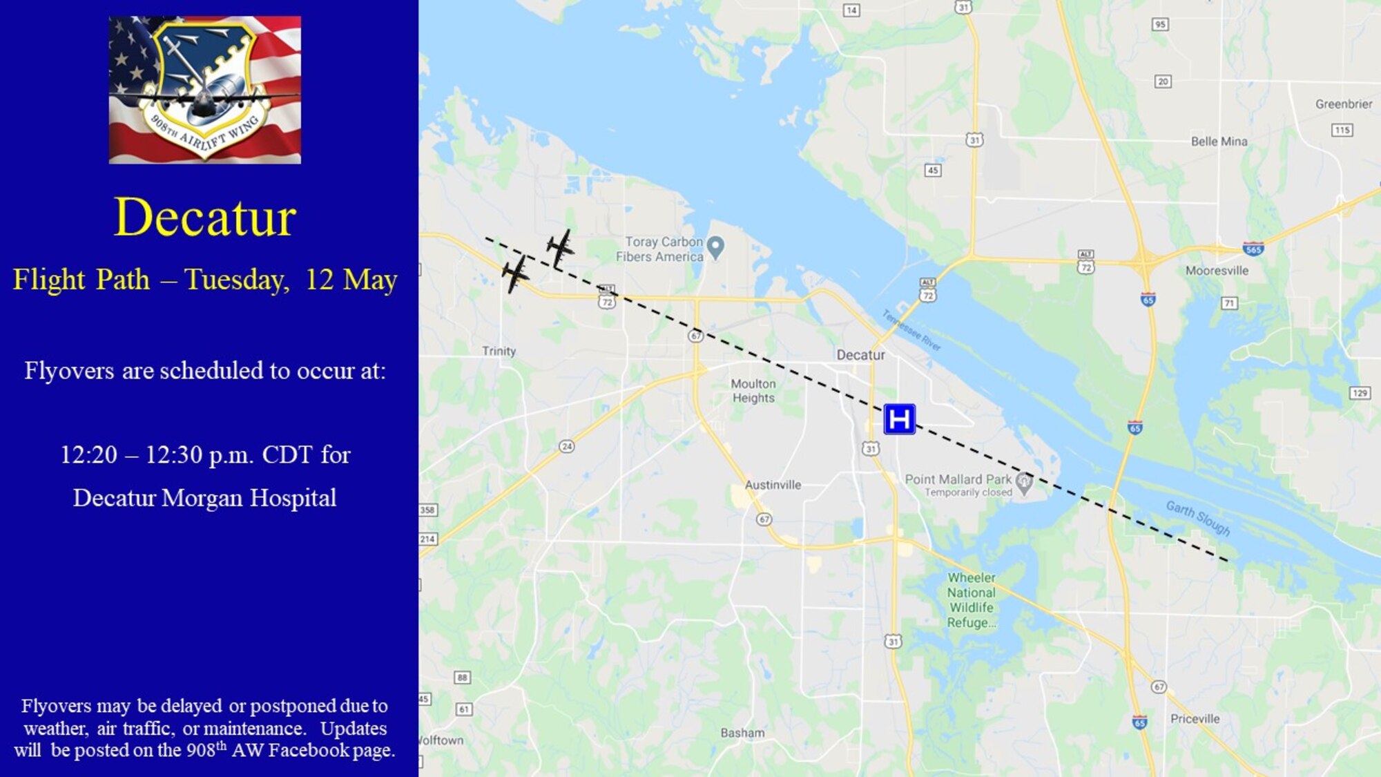 Decatur flight path and times
