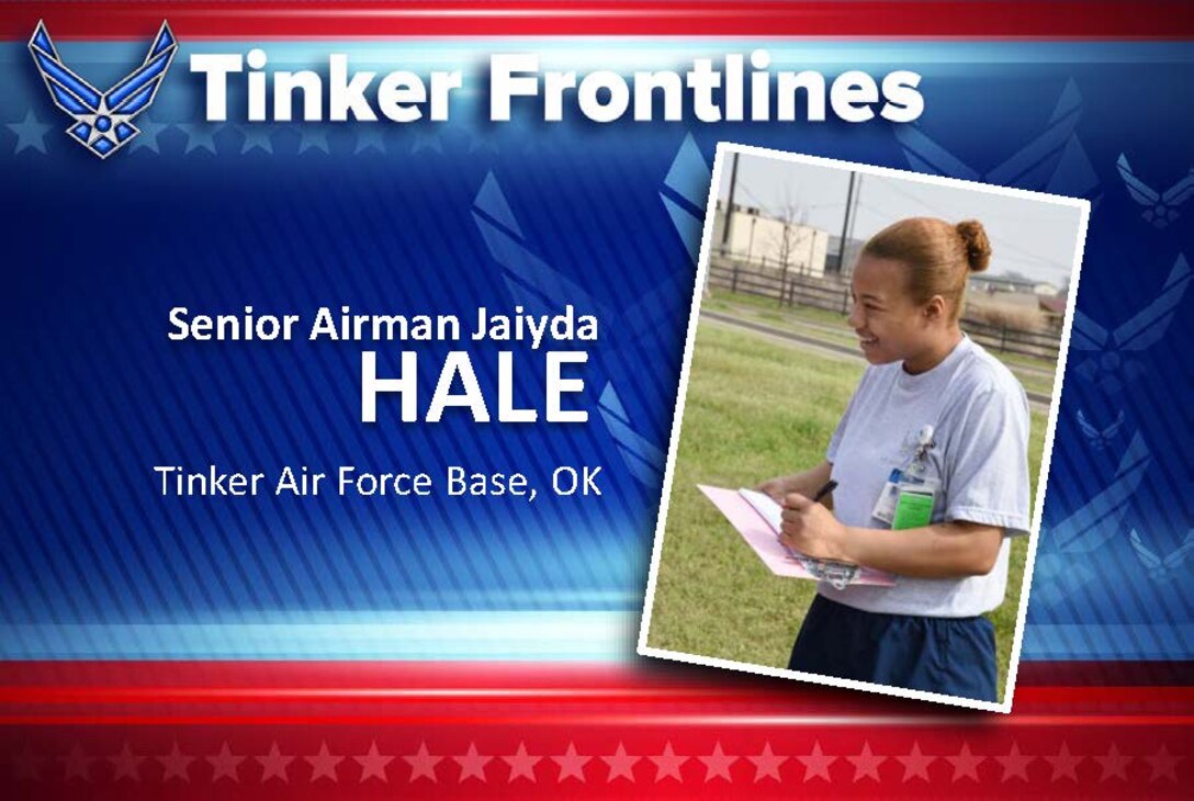 Senior Airman Jaiyda Hale, a lab technician with the 72nd Medical Support Squadron, is originally from Columbus, Ohio, and has served in the U.S. Air Force for two years.
