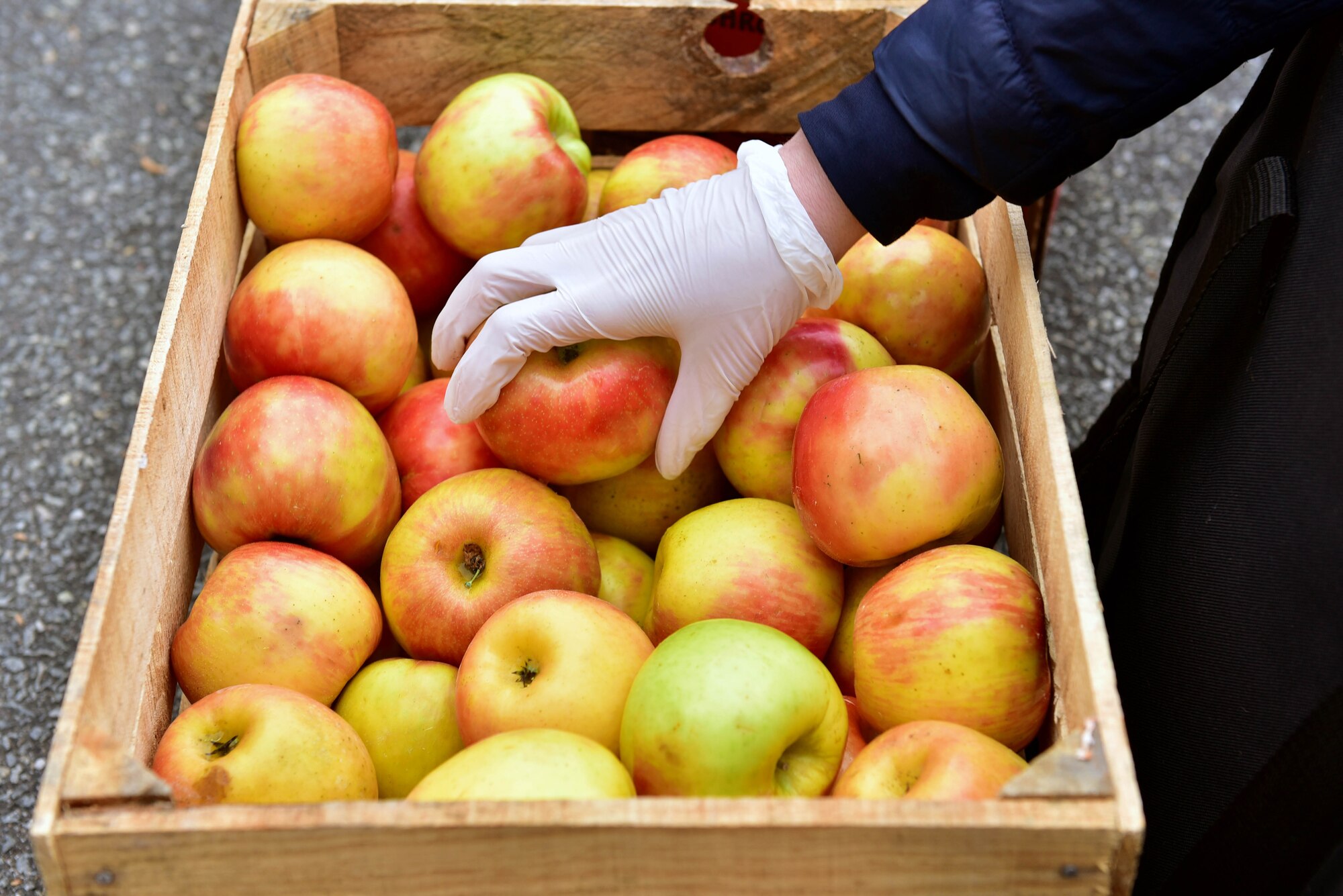 Apples were one of the items offered during a bi-monthly produce run at Seymour Johnson Air Force Base, N.C. on March 22, 2020.