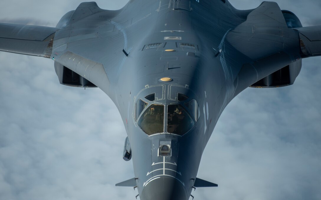 A 9th Expeditionary Bomb Squadron B-1B Lancer conducts a training mission in the vicinity of Japan where they integrated with Japan Air Self Defense Force assets, May 12, 2020. The 9th EBS is deployed to Andersen Air Force Base, Guam, as part of a Bomber Task Force and is supporting Pacific Air Forces’ strategic deterrence missions and  commitment to the security and stability of the Indo-Pacific region. (U.S. Air Force photo by Senior Airman River Bruce)