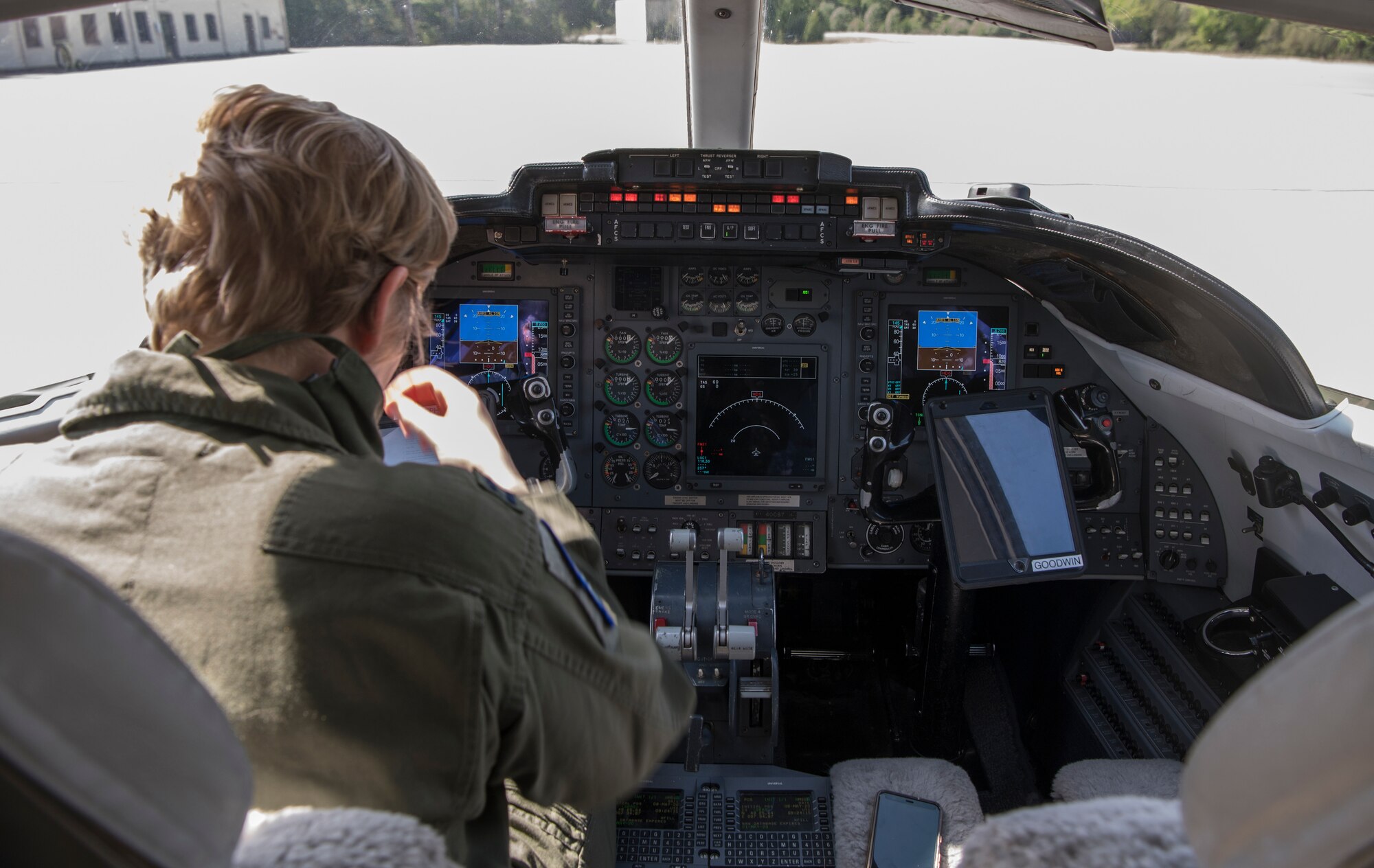 U.S. Air Force Capt. Taylor Stephens, 76th Airlift Squadron readiness flight commander, performs a preflight inspection at Ramstein Air Base, Germany, May 8, 2020.