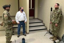 1st Battalion, 29th Infantry Regiment Soldiers are taught to use the Integrated Visual Augmentation System (IVAS) thermal sensors to scan for fever by the PM IVAS Product Support/NettTrainer Team at Fort Benning, Ga.