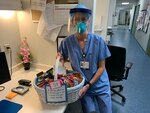 Maj. Tori Scearbo, a 157th Medical Group nurse, New Hampshire Air National Guard, at her civilian job in a local hospital intensive care unit, April 26, 2020, in Portsmouth, New Hampshire.