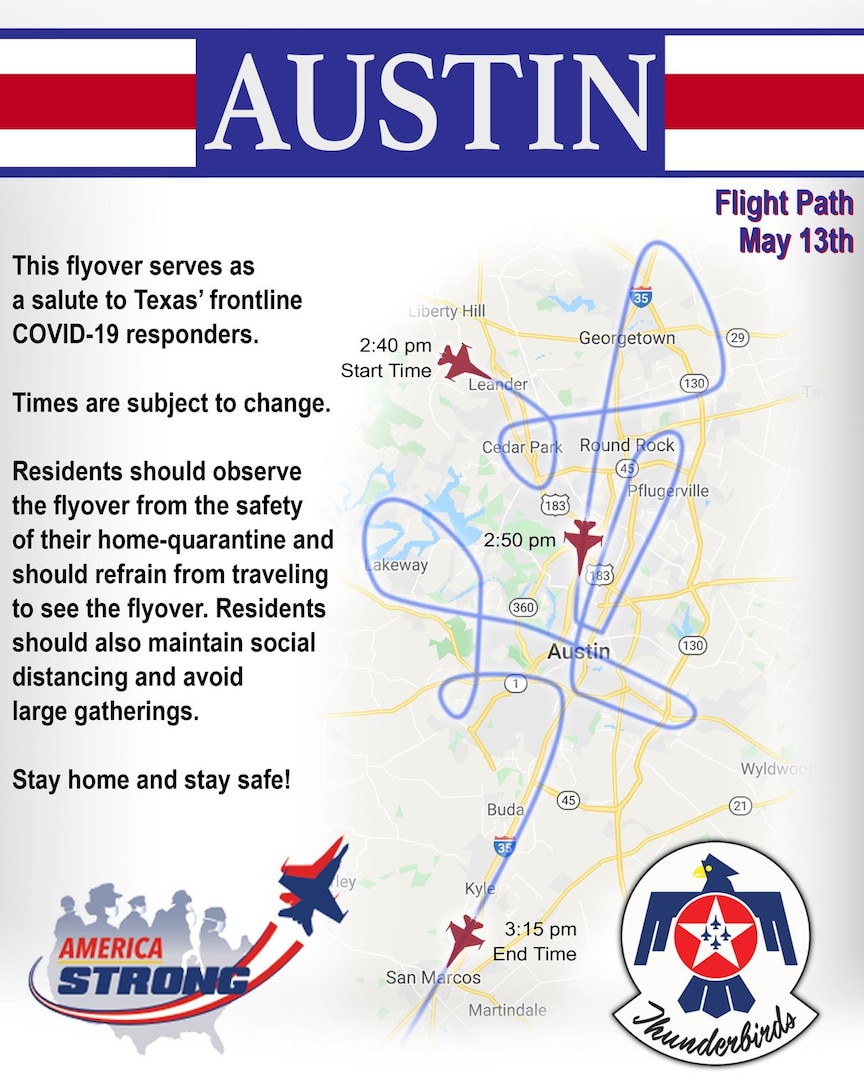 Thunderbirds Austin flight path