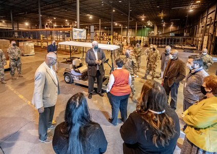 West Virginia Governor Jim Justice visits the state’s distribution center in Poca to recognize and thank West Virginia National Guard members, West Virginia Division of Homeland Security and Emergency Management staff, Mountaineer Food Bank, Facing Hunger Food Bank and West Virginia VOAD volunteers for the work they’ve done to support the state’s COVID-19 response efforts.