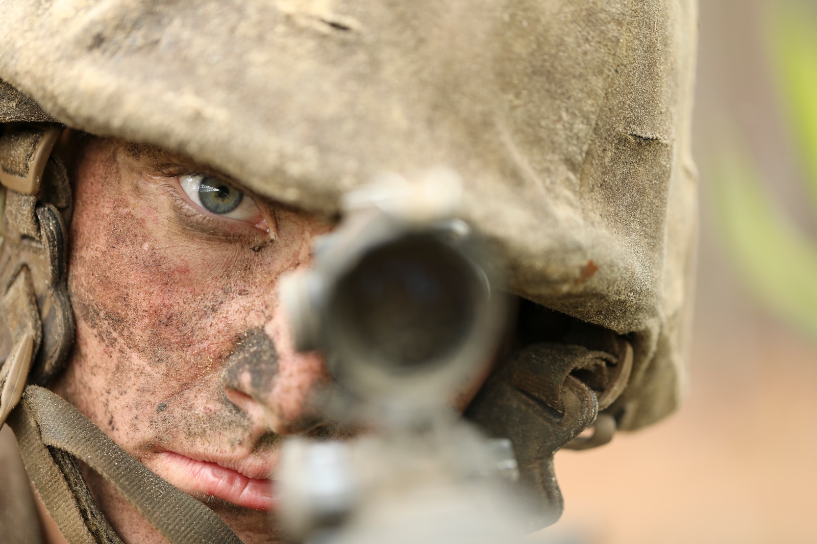 Recruit Dustin Murphy with Charlie Company, 1st Recruit Training Battalion, keeps watch while his fellow recruits prepare for the next events of the Crucible aboard Marine Corps Depot Parris Island, Mar. 27, 2020. The Crucible is a 54-hour culminating event that requires recruits to work as a unit to overcome challenges.(U.S. Marine Corps photo by Lance Cpl. Ryan Hageali)