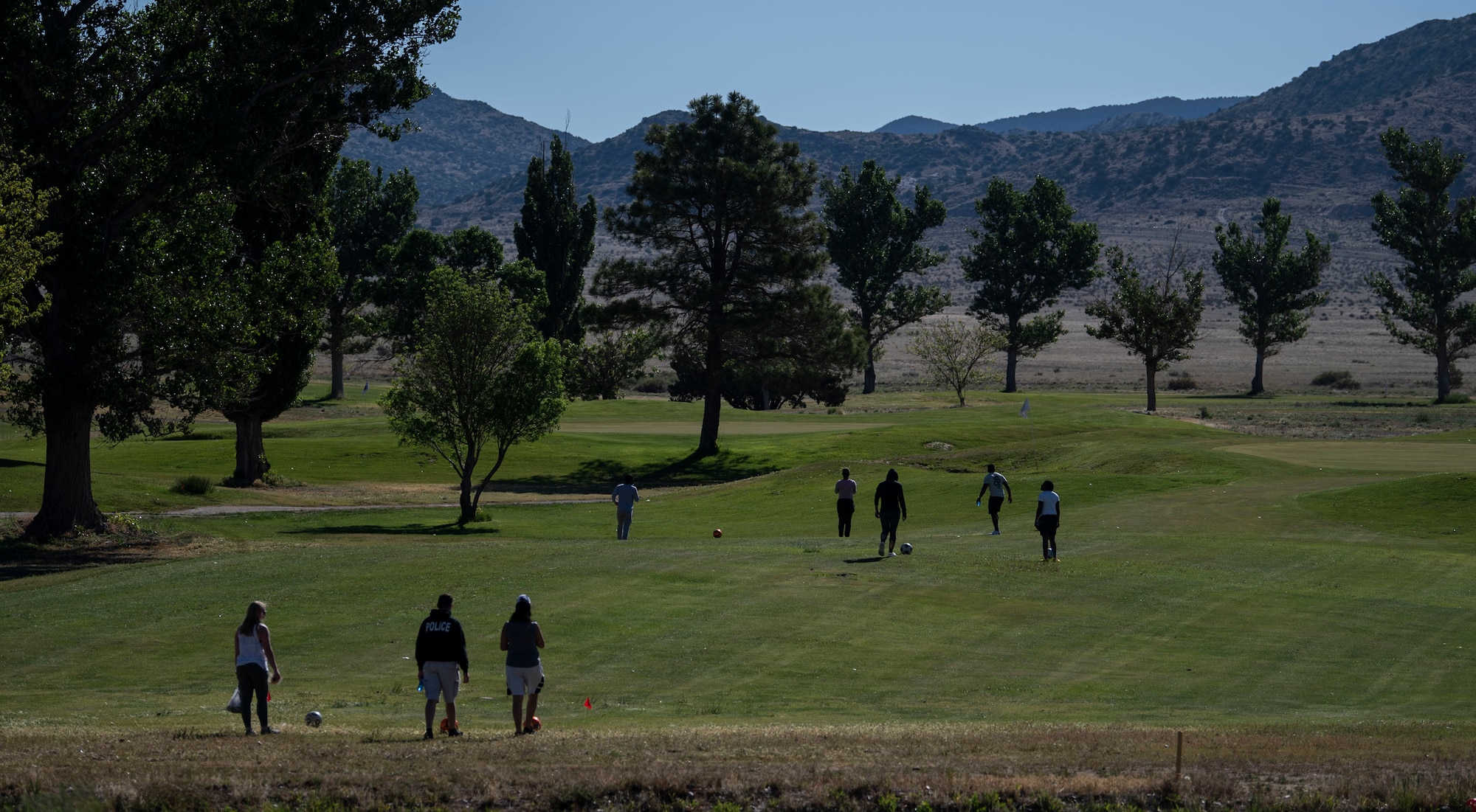 Airmen play footgolf.