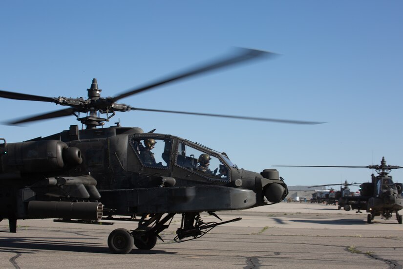 Soldiers assigned to the Utah National Guard's 1st Battalion, 211th Attack Reconnaissance Battalion, Aviation Regiment, depart the Army Aviation Support Facility, West Jordan, Utah, May 7, 2020.