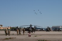 Soldiers assigned to the Utah National Guard's 1st Battalion, 211th Attack Reconnaissance Battalion, Aviation Regiment, depart the Army Aviation Support Facility, West Jordan, Utah, May 7, 2020.