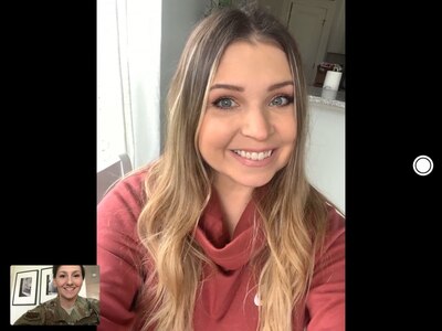 Master Sgt. Holly Roberts-Davis, AFMAO superintendent of Public Affairs, interviews Shelley Merritt, AFMAO's full-time resiliency program coordinator, April 22, 2020 via video conference. Merritt has had to adapt the resiliency program to meet physical distancing requirements set by the CDC.