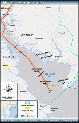 Map for New Jersey Beneficial Use of Dredged Material for the Delaware River Feasibility Study