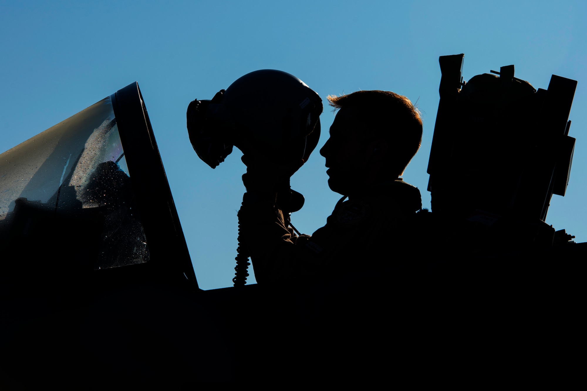 A 492nd Fighter Squadron pilot prepares to take off from Royal Air Force Lakenheath, England, May 7, 2020. F-15E Strike Eagles and Airmen from the 492nd FS and supporting units from across the 48th Fighter Wing are currently deployed in support of Operation Inherent Resolve. (U.S. Air Force photo by Airman 1st Class Jessi Monte)