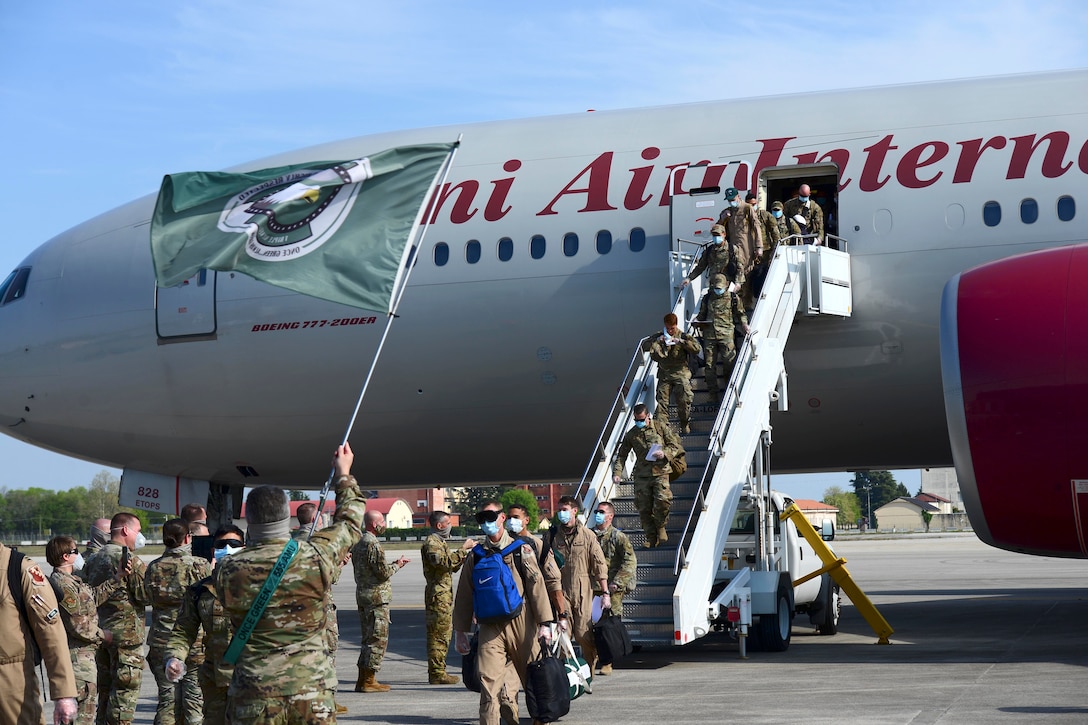 Airman returning from deployment.