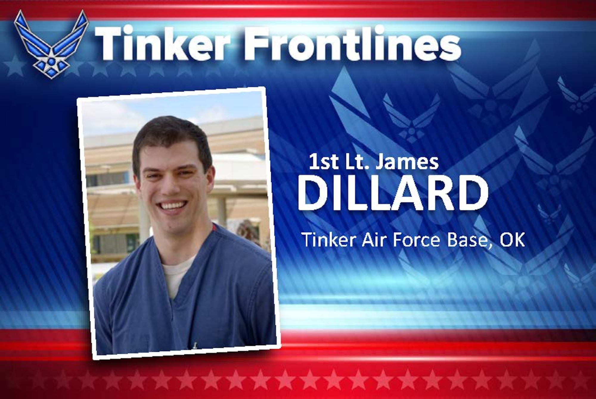 1st Lt. James Dillard, a certified physician’s assistant with the 72nd Operational Medical Readiness Squadron, has served in the U.S. Air Force for one year.