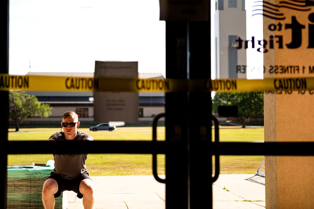 Photo of a service member working out.