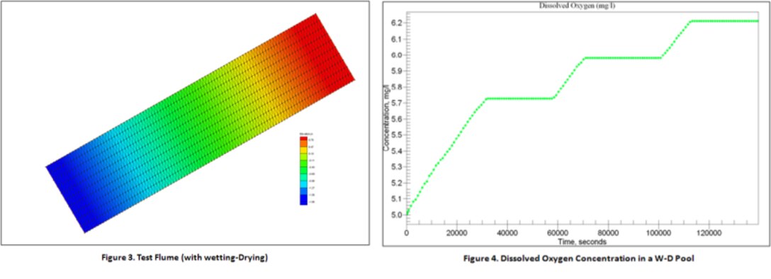 Figure 3 Test Flume (with wetting-Drying) and Figure 4 Dissolved Oxygen Concentration in a W-D Pool