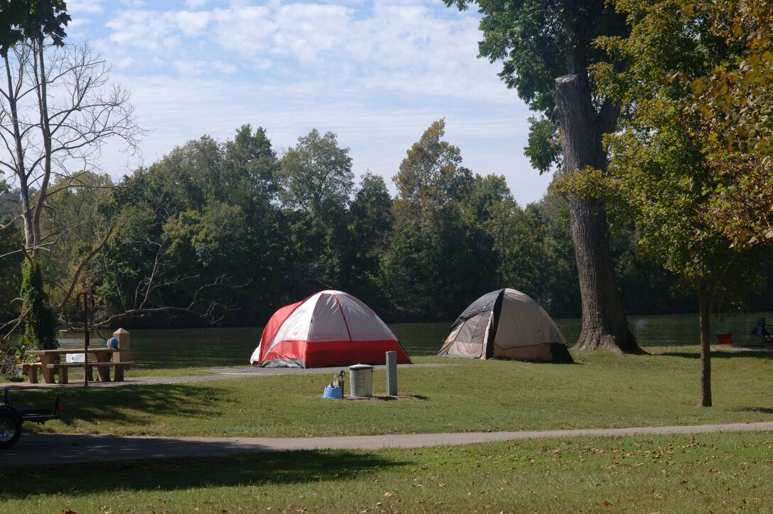 As part of a phased approach for reopening facilities as part of its COVID-19 reopening plan, the U.S. Army Corps of Engineers Nashville District is opening its corps-managed campgrounds within the Cumberland River Basin in Tennessee June 1, 2020.  Nashville District’s corps-managed campgrounds in Kentucky will reopen June 11 in alignment with Kentucky’s Phase 2 reopening plan. This is a campsite at Lock C Campground on the shoreline of Cheatham Lake in Ashland City, Tennessee, during a past recreation season. (USACE Photo by Lee Roberts)