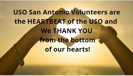 This image was shared on the United Service Organizations San Antonio Facebook page, April 25, 2020 during national volunteer week. The USO considers their volunteers as family.