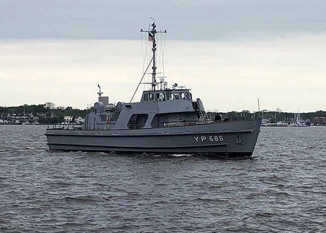 The Navy recently completed a Service Life Extension Program (SLEP) on Yard Patrol 686 and returned the modernized craft to the U.S. Naval Academy (USNA), May 14. The SLEP for the vessel began in August 2019 and was executed in partnership with the U.S. Coast Guard at their Curtis Bay shipyard in Baltimore, Maryland.